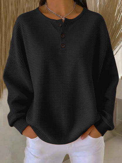Mirthe Gegolfde Henley Sweater