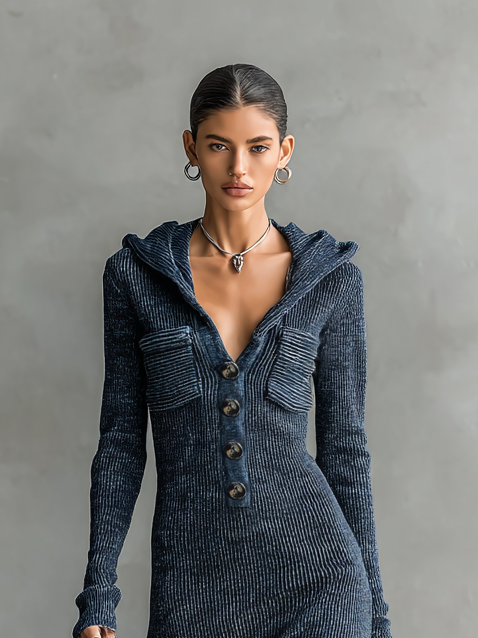 Mae Hooded Knitted Maxi Dress