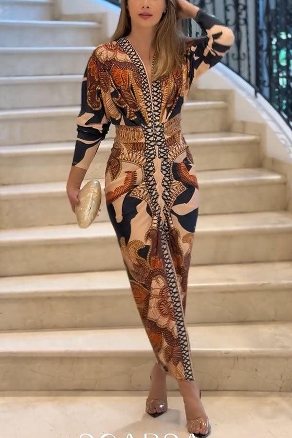 Eva™ | Sun Escape Unique Print Dolman Midi Dress