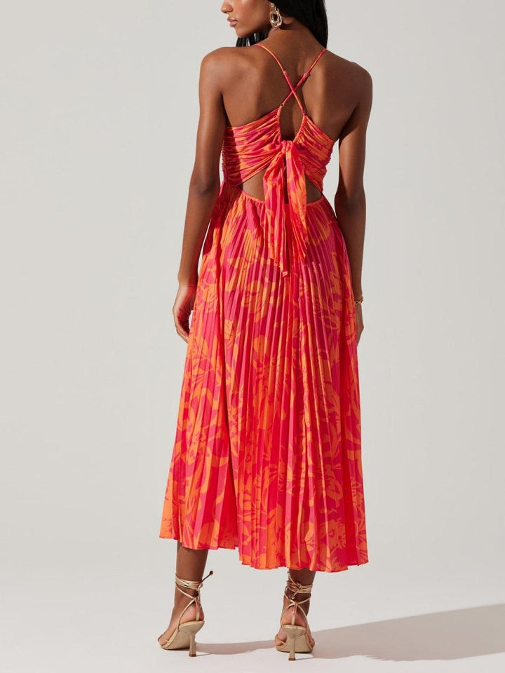 Heather™ | Coastal Chic Elegant Floral Print Pleats Midi Dress Collection