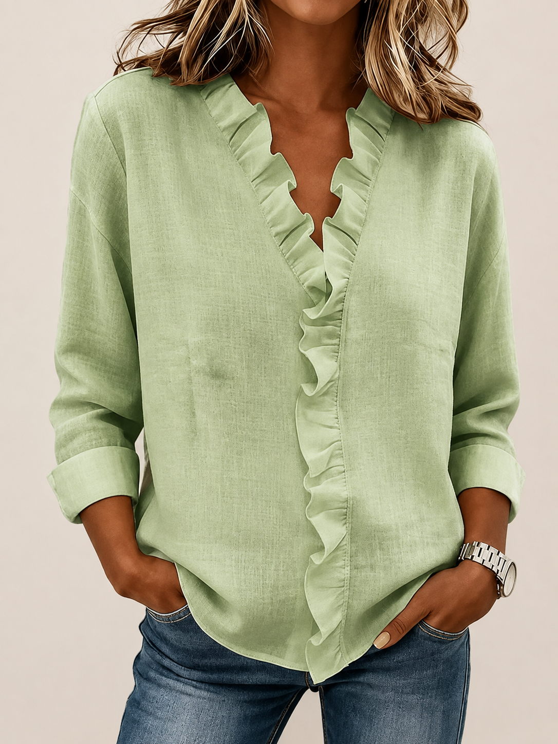 Indie-blouse met ruches