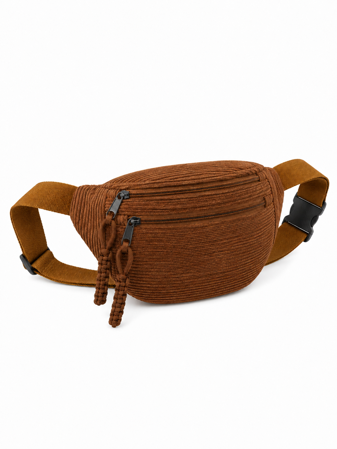 Schoudertas van camelkleurig corduroy