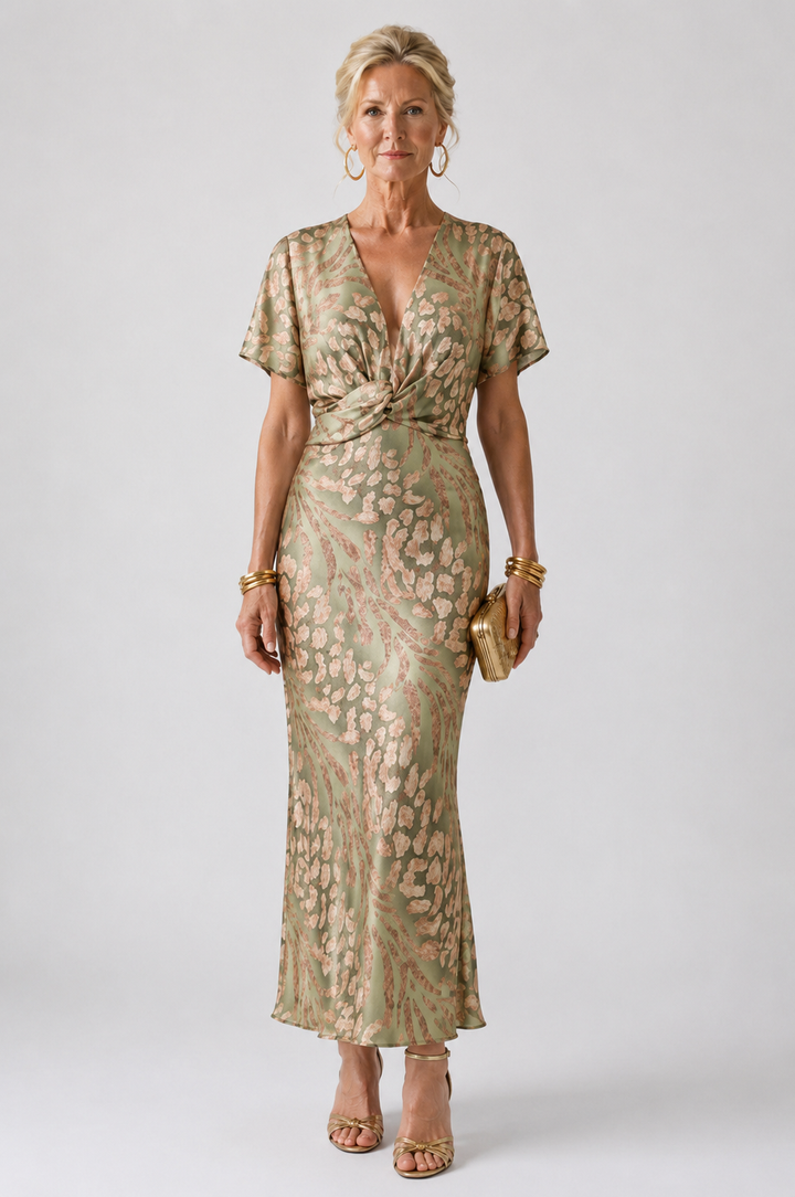 Odette Print Waist Midi Dress