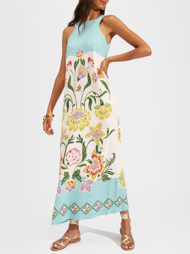 Ava Resort Sunshine Floral Print Sleeveless Midi Dress