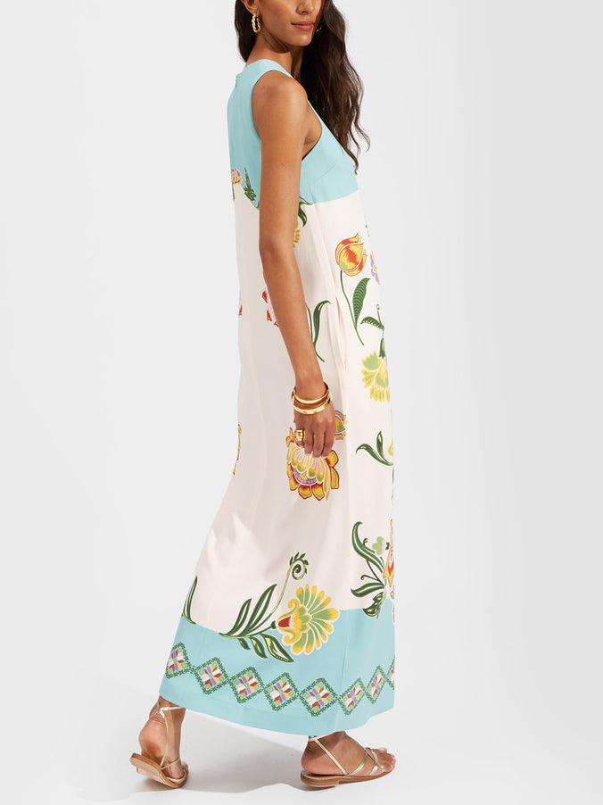 Ava Resort Sunshine Floral Print Sleeveless Midi Dress