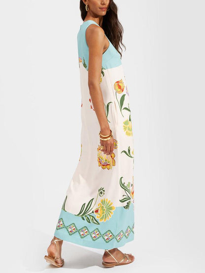 Ava Resort Sunshine Floral Print Sleeveless Midi Dress