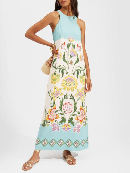 Ava Resort Sunshine Floral Print Sleeveless Midi Dress