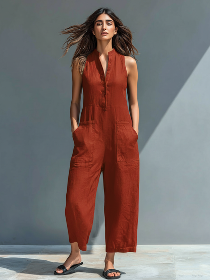 Beatrice Linen Blend Loose Jumpsuit