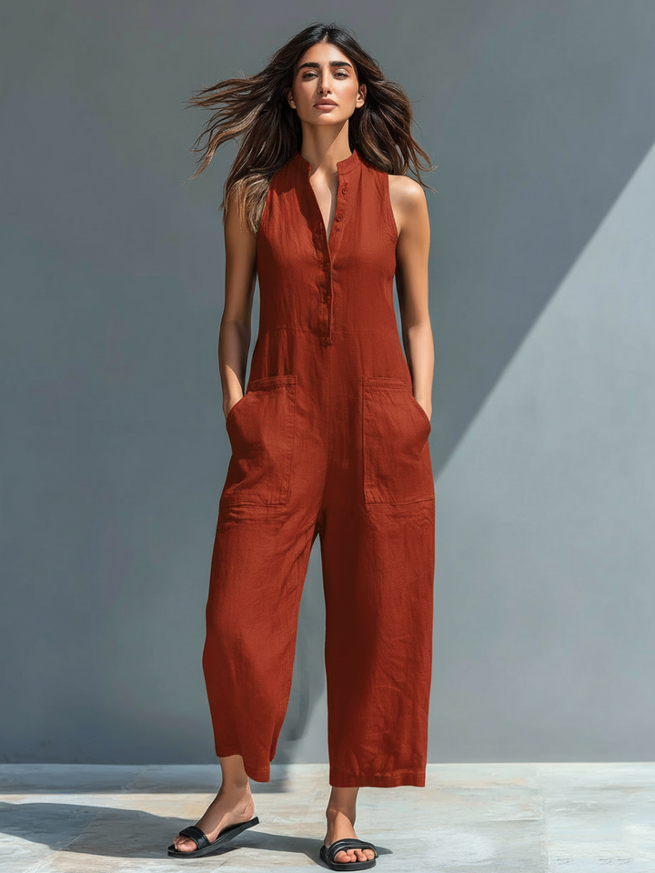 Beatrice Linen Blend Loose Jumpsuit