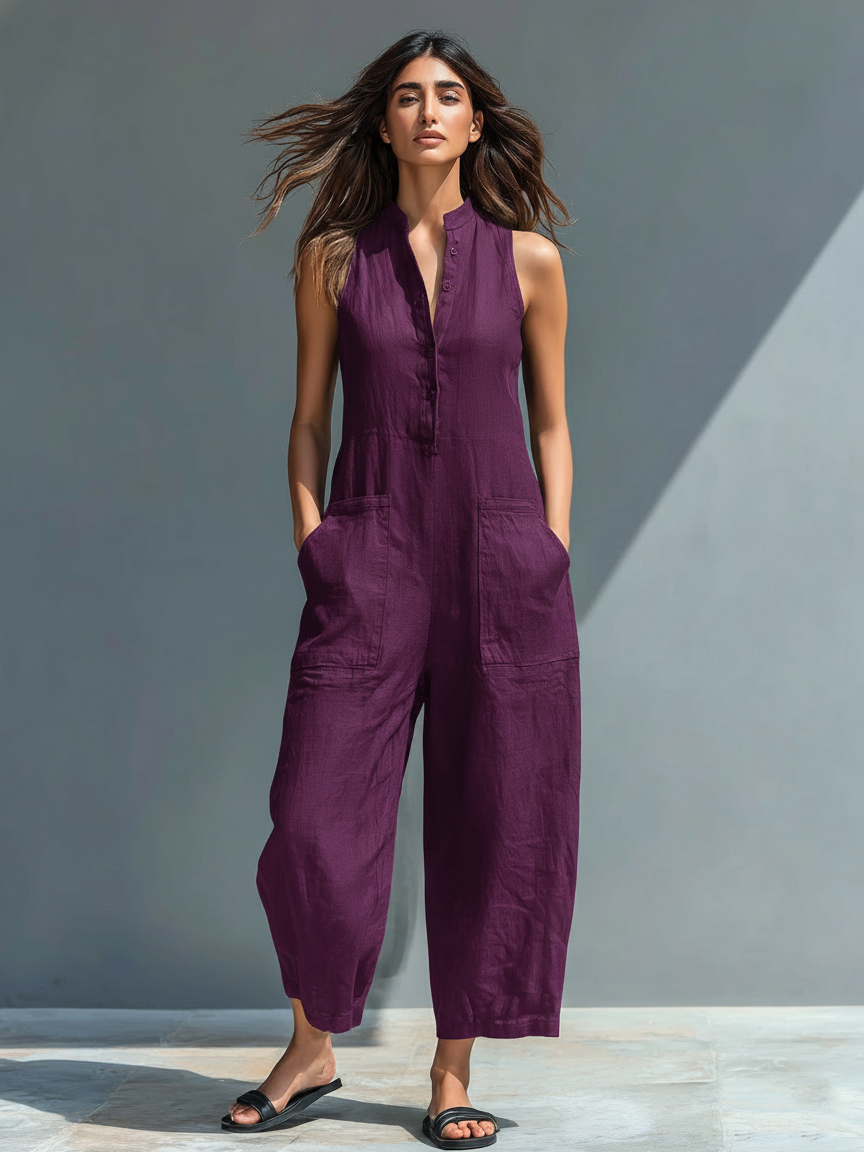 Beatrice Linen Blend Loose Jumpsuit