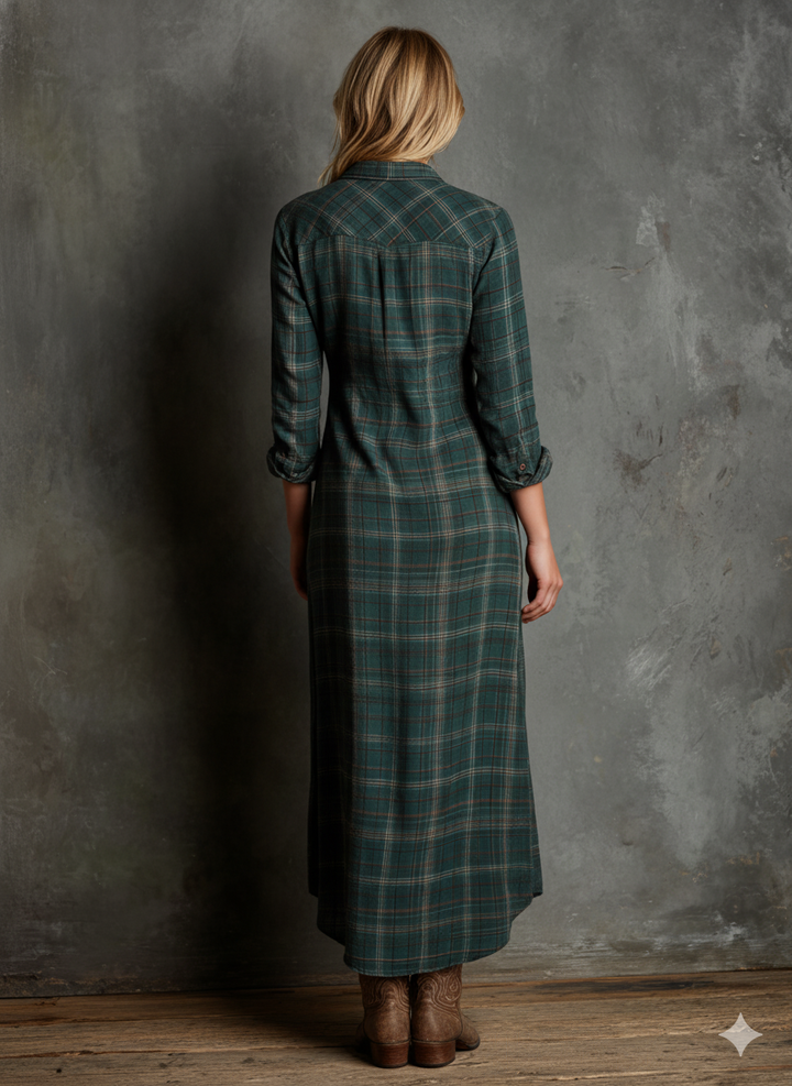 Bella Plaid Shirt Maxi Dress