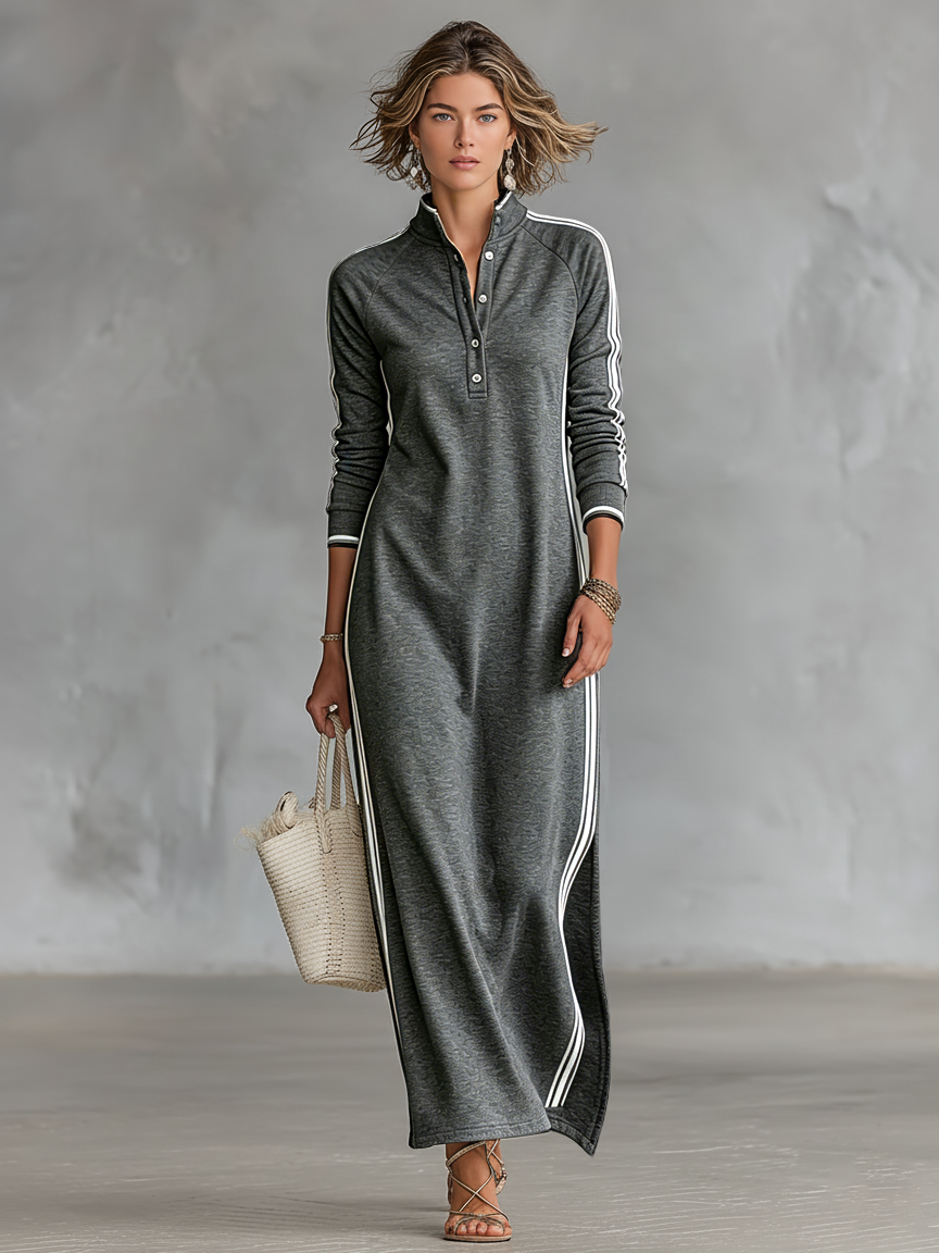 Francesca White Trim Sweatshirt Maxi Dress