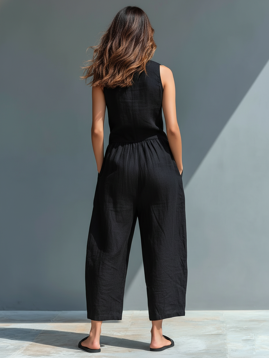Beatrice Linen Blend Loose Jumpsuit