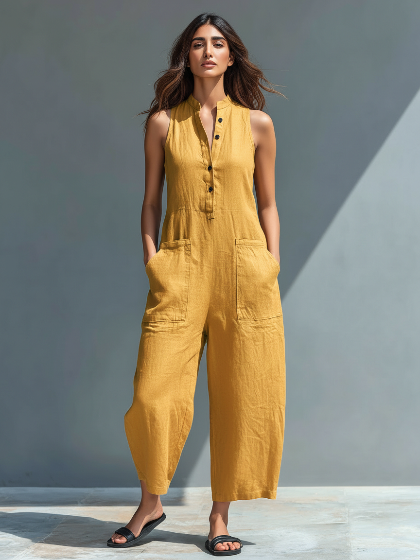 Beatrice Linen Blend Loose Jumpsuit