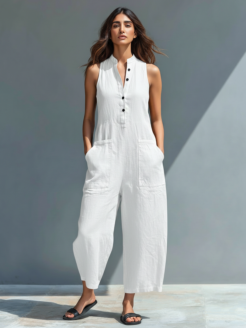Beatrice Linen Blend Loose Jumpsuit