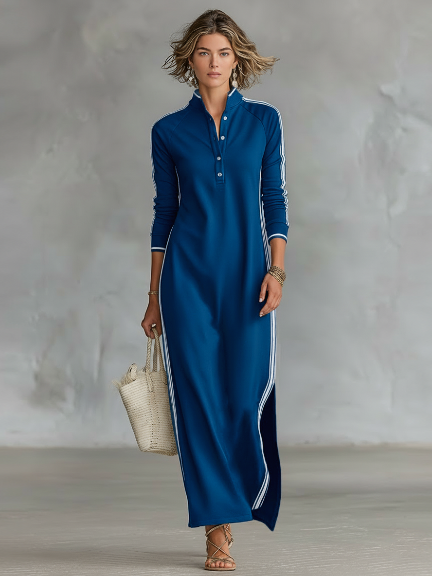 Francesca White Trim Sweatshirt Maxi Dress