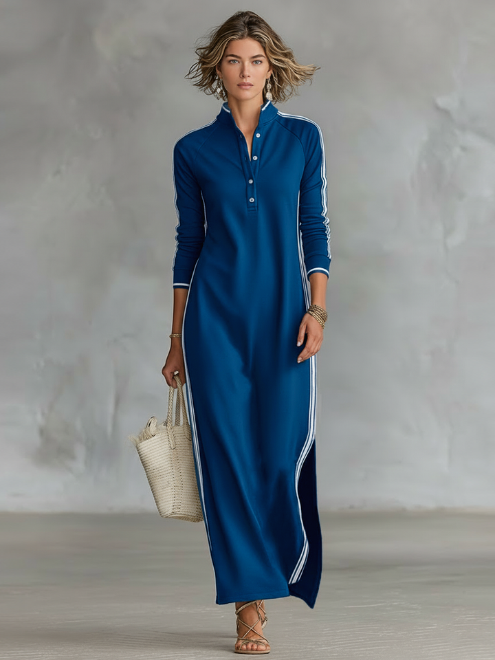 Francesca White Trim Sweatshirt Maxi Dress