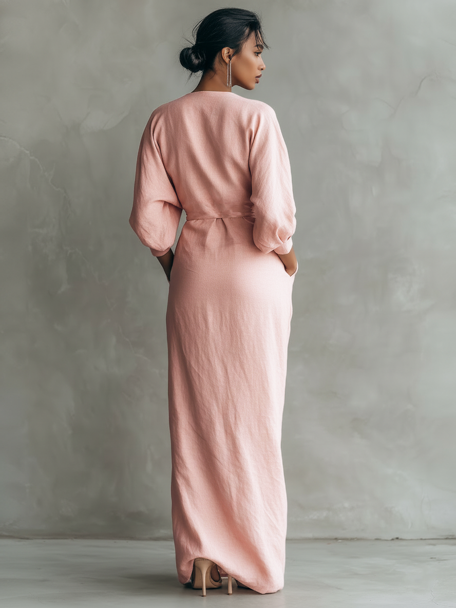 Florence Pink Linen Blend Maxi Dress