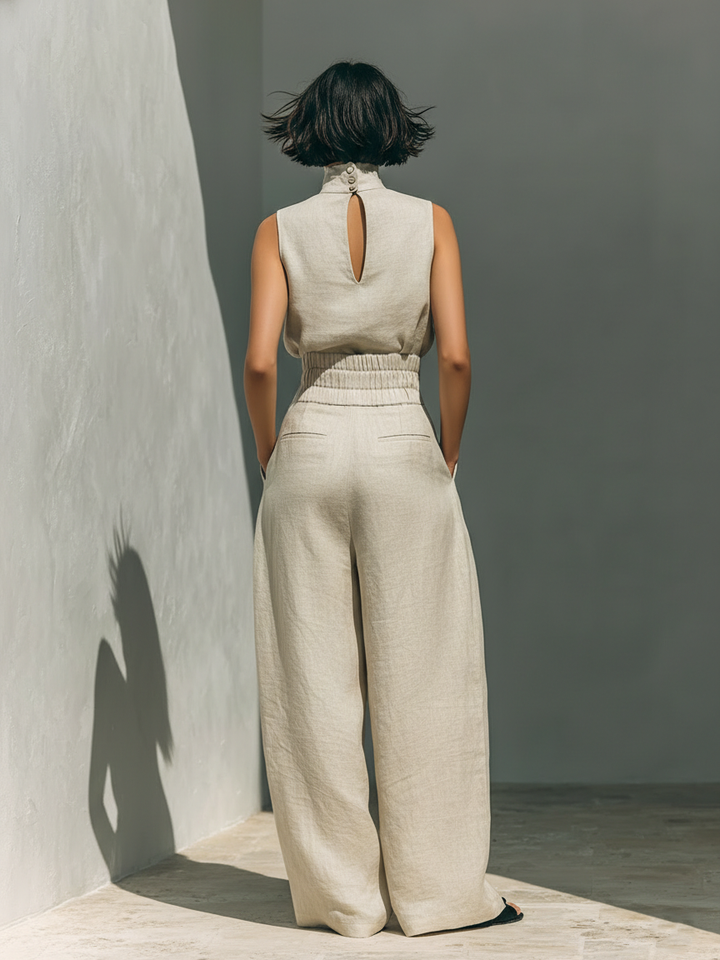 Hallie Linen Blend Blouse & Pants Set