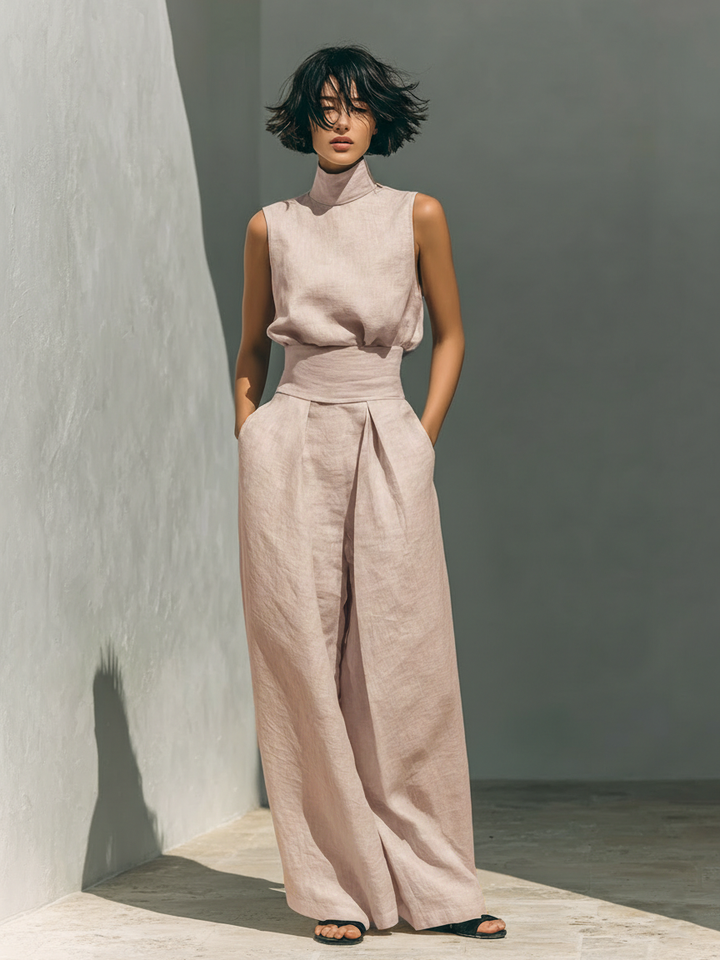 Hallie Linen Blend Blouse & Pants Set