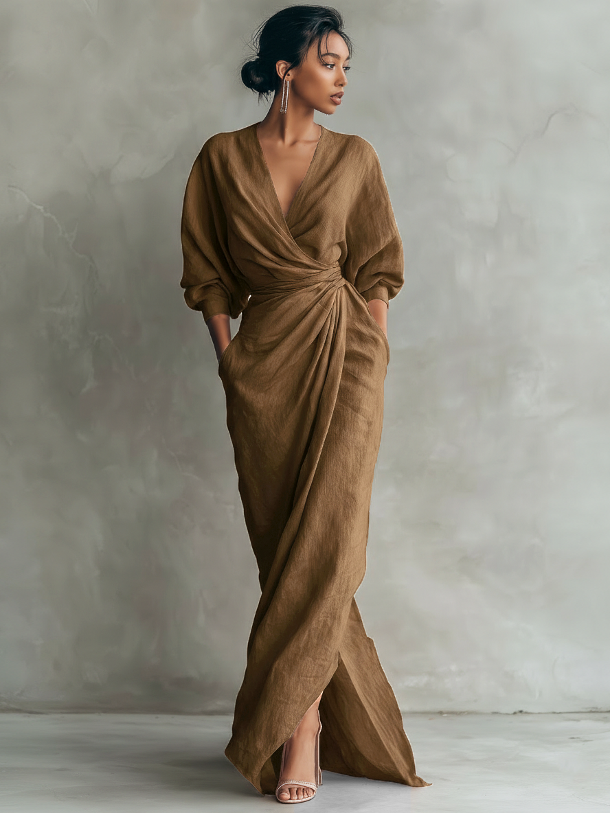 Florence Pink Linen Blend Maxi Dress