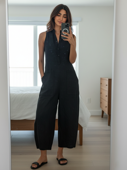 Beatrice Linen Blend Loose Jumpsuit