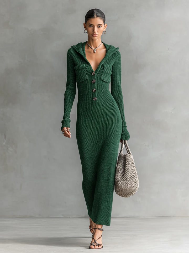 Mae Hooded Knitted Maxi Dress