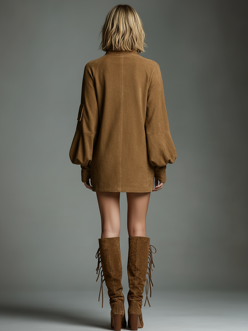 Eliana Vintage Turtleneck Mini Dress