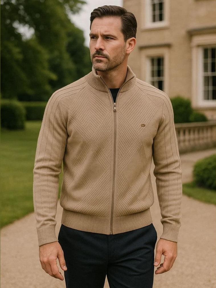Jacquard™ | Zip-Up Knit Cardigan
