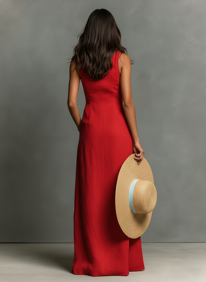 Kelsey Linen Blend Shirt Maxi Dress