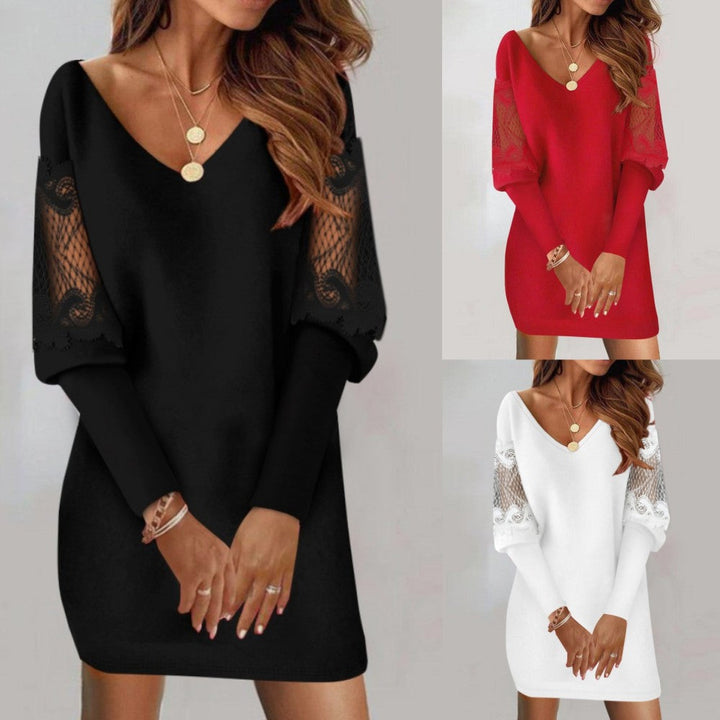 Annabelle Elegant Lace Dress with V-Neck