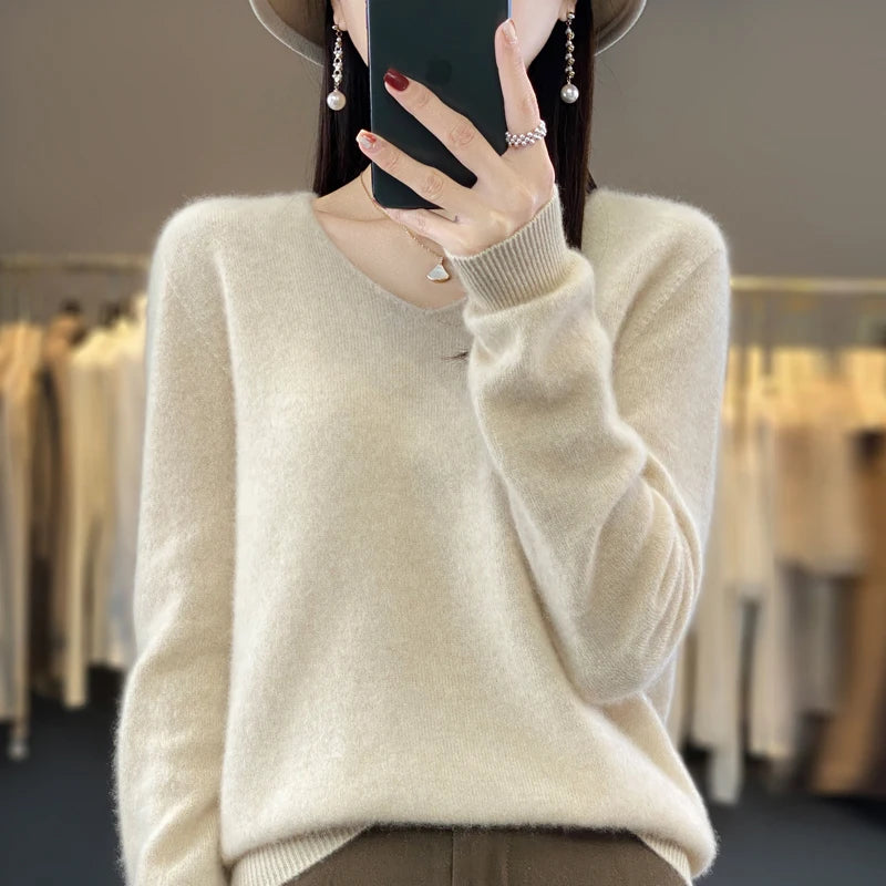 Tahlia Luxury V-Neck Knit Sweater