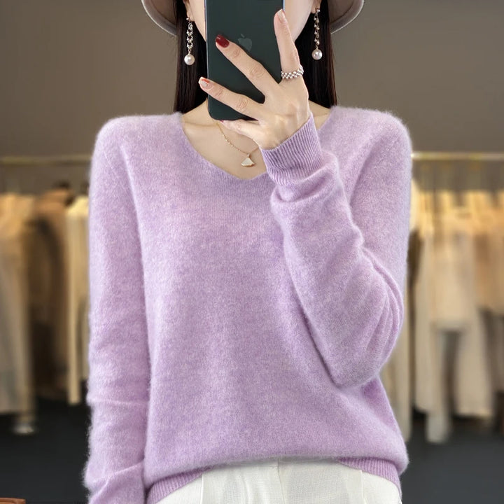 Tahlia Luxury V-Neck Knit Sweater