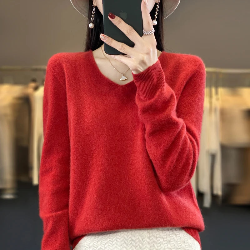 Tahlia Luxury V-Neck Knit Sweater
