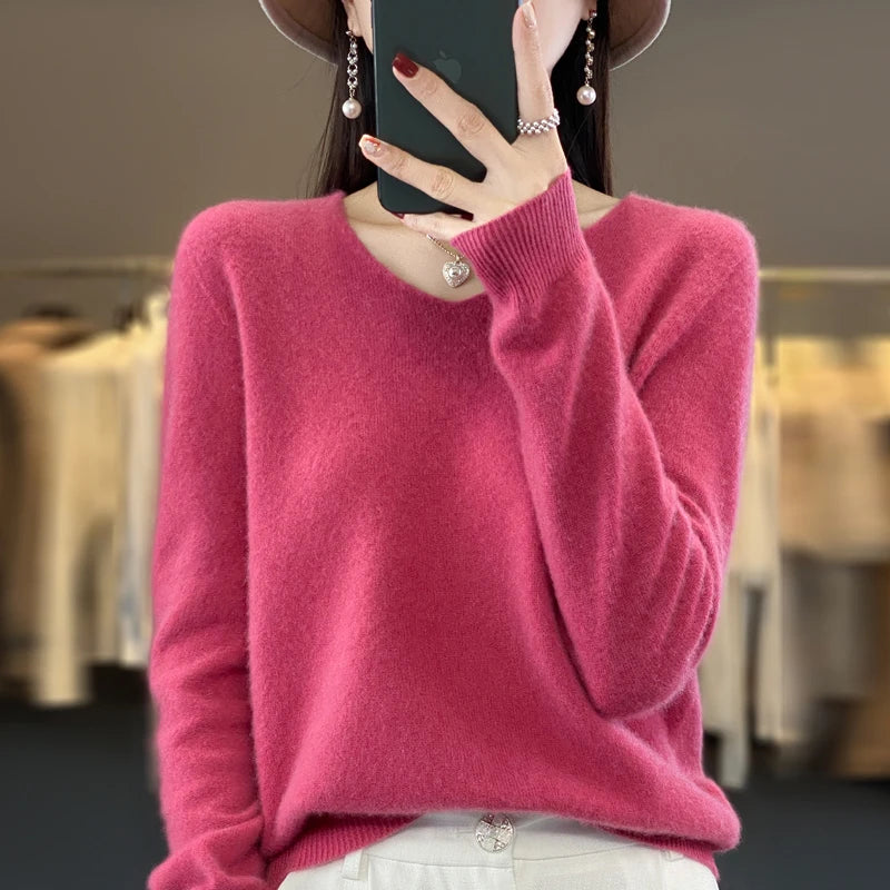 Tahlia Luxury V-Neck Knit Sweater