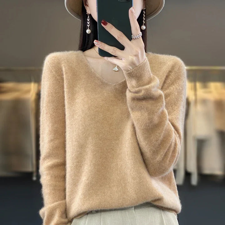 Tahlia Luxury V-Neck Knit Sweater