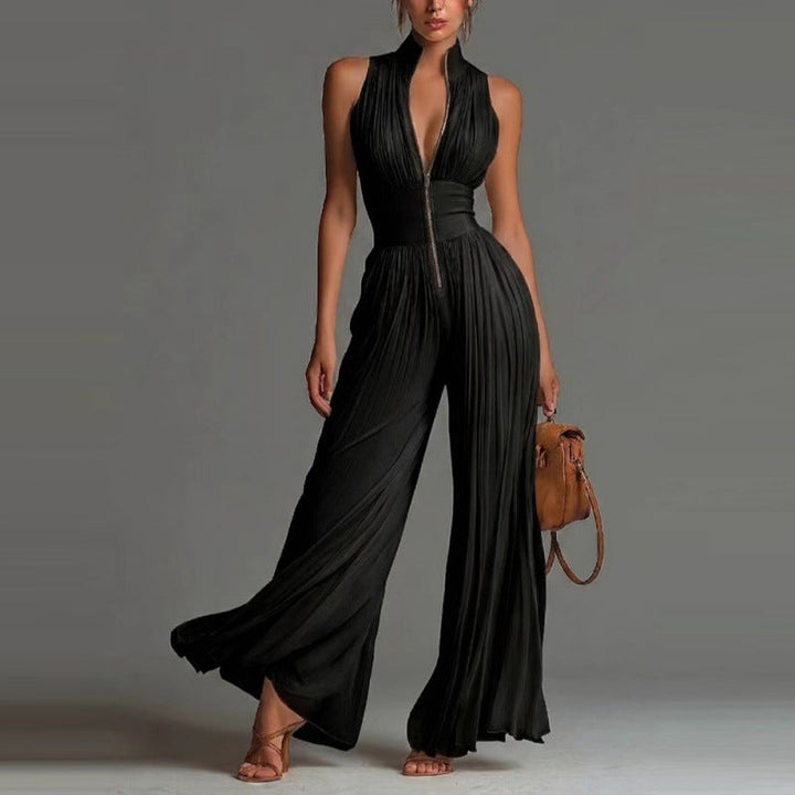 Emy Pleated Floral Chiffon Jumpsuit
