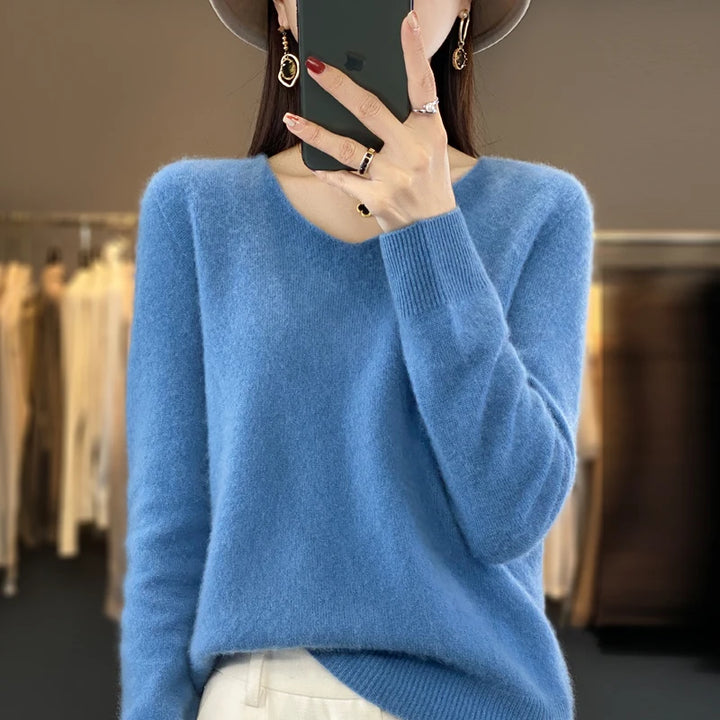 Tahlia Luxury V-Neck Knit Sweater
