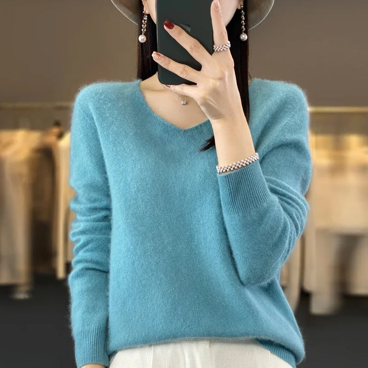 Tahlia Luxury V-Neck Knit Sweater