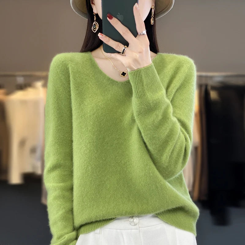 Tahlia Luxury V-Neck Knit Sweater