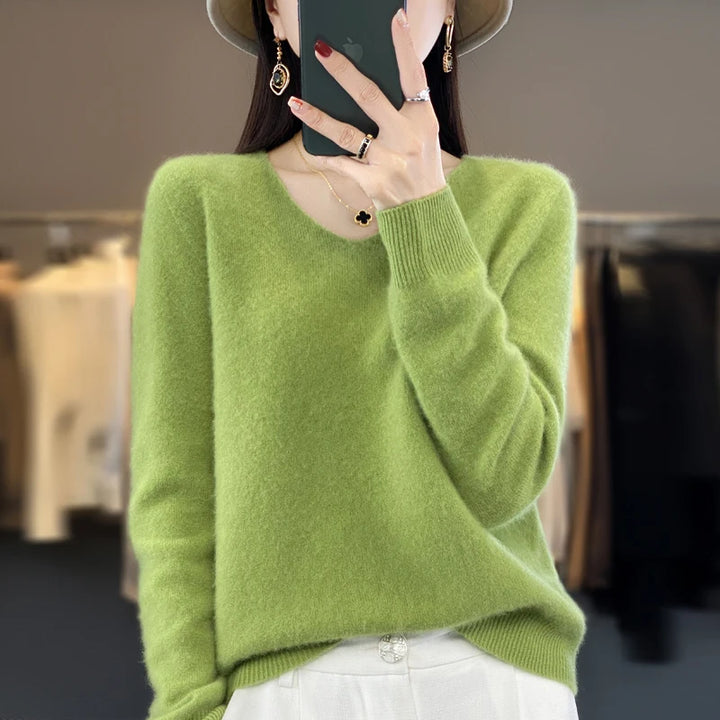 Tahlia Luxury V-Neck Knit Sweater