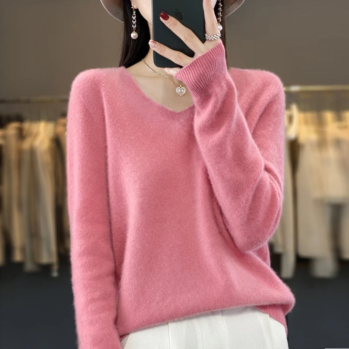 Tahlia Luxury V-Neck Knit Sweater