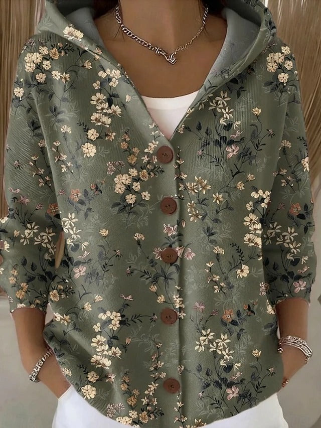 Marit Gebreid Vest met Print en Capuchon