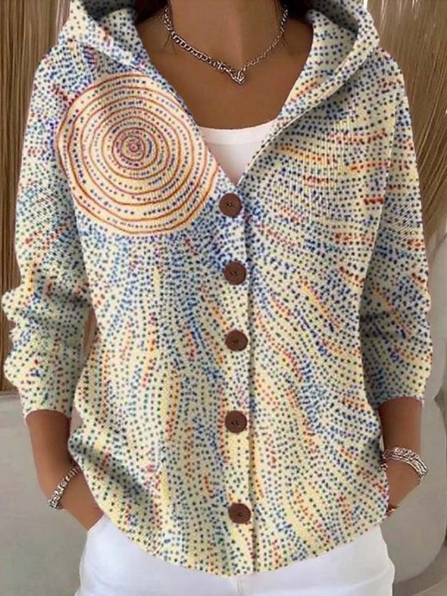Marit Gebreid Vest met Print en Capuchon