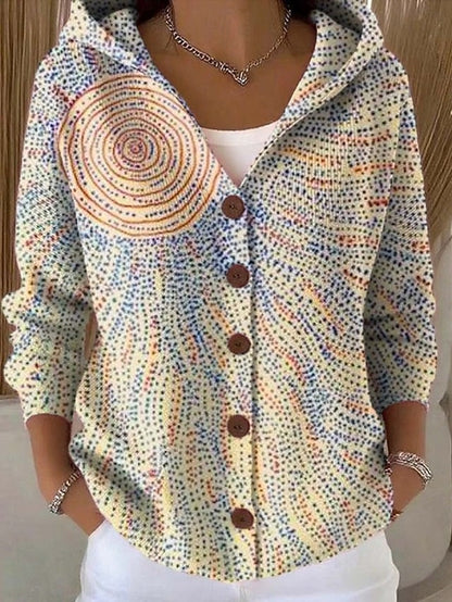 Marit Gebreid Vest met Print en Capuchon
