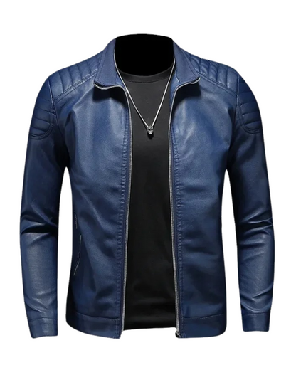 Francisco Leather Vest with Stand Collar