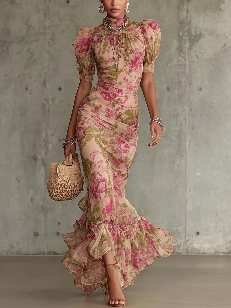 Scarlett Floral High-Neck Dress