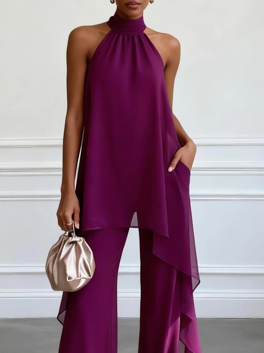 Nerida Elegant Halter Set with Pants