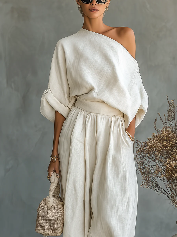 Lavinia Elegant One-Shoulder Two-Piece Set