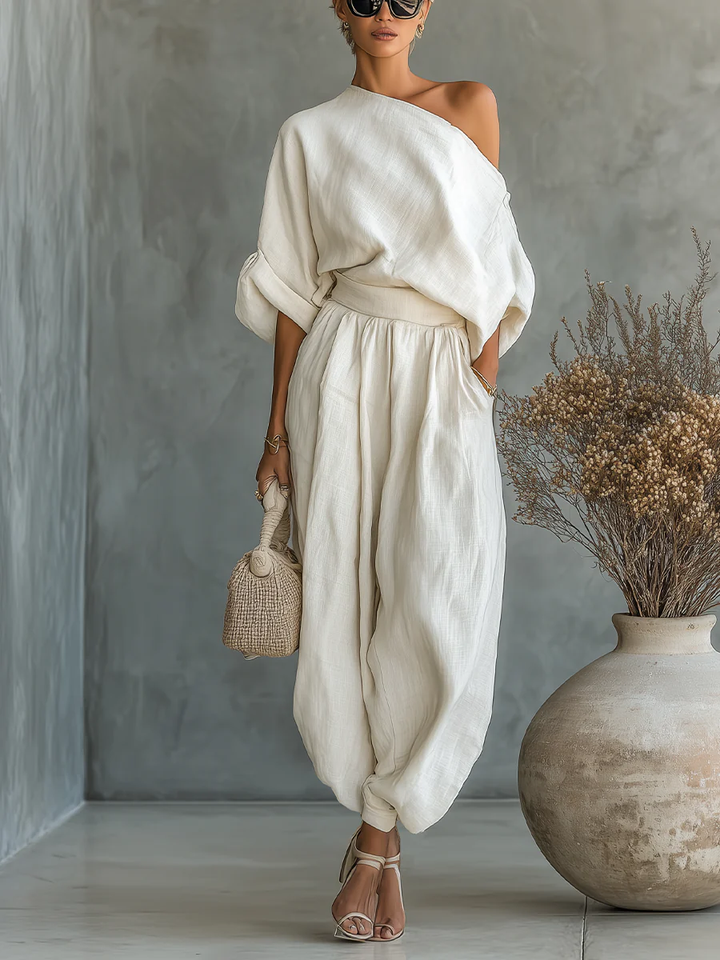 Lavinia Elegant One-Shoulder Two-Piece Set